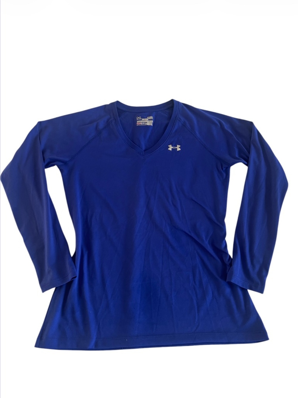 Under Armour Women's Heat-Tech Royal Blue V-Neck Long Sleeve Top- Size S/M